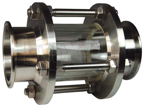 B54BMP-R400LX Dixon Valve 316 Stainless Steel Sanitary In-Line Sight Glass - Polycarbonate Glass - 4" Tube OD