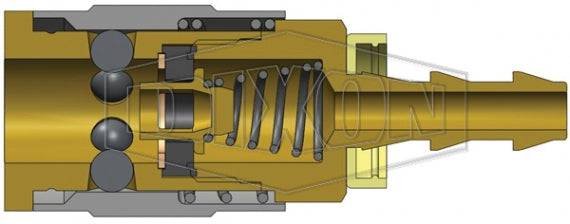 2JB2-B by Dixon Valve | Pneumatic Quick Disconnect Coupling | J-Series | Push-Loc Hose Barb | 1/4" Hose ID x 1/4" Automotive Interchange | Socket | Nitrile Seal | Brass