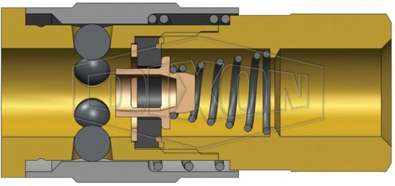 2JF2-B by Dixon Valve | Pneumatic Quick Disconnect Coupling | J-Series | 1/4" Female NPTF x 1/4" Automotive Interchange | Socket | Nitrile Seal | Brass