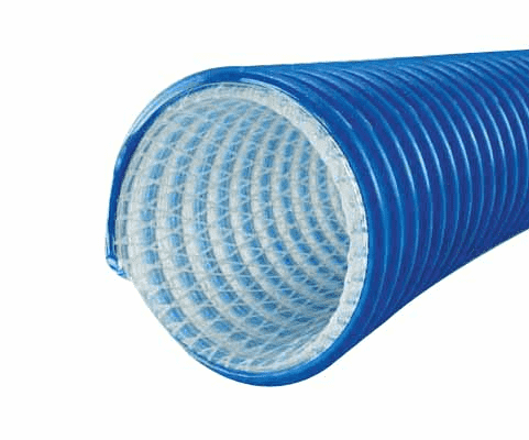 3000-0500-050 by Jason Industrial | 3000 Series | FDA USDA Material Handling Hose | S-omega | 45 PSI | 5" ID | 5.80" OD | Blue/Clear | Polyurethane | 50ft