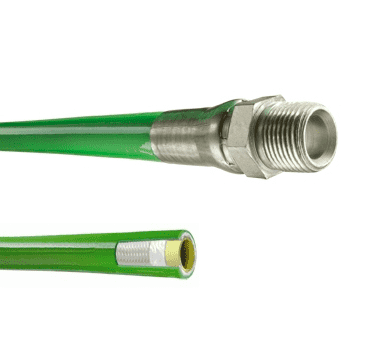 LLGR-MM06X300 by Kuriyama | Piranha® Jetting/Lateral Line Hose Assembly | Green | 3/8" Hose ID | 3/8-18 Male NPTF | 4000 PSI | 300ft Length