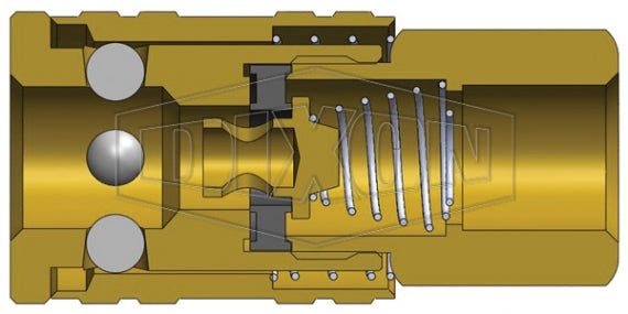 2MF2-B by Dixon Valve | Pneumatic Quick Disconnect Coupling | M-Series | 1/4" Female NPT x 1/4" Manual ARO Interchange | Socket | Nitrile Seal | Brass