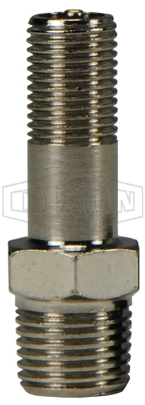 TFV1L by Dixon Valve | Tank Filler Valve | 1/8" Male NPT x Standard Valve Stem Thread | 1.24" Length | Nickel Plated Steel | Pack of 25
