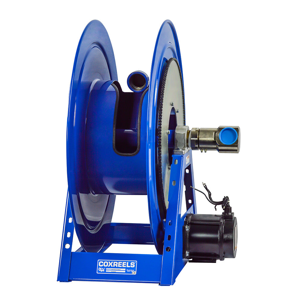 1195-2032-H-BUXX by Coxreels | 1195-BUXX Series | 1,500 PSI Motor Driven Hose Reel for Hydraulic Oil | Hydraulic Motor | 2" Hose ID, 2" FNPT Inlet | Steel | 115ft Capacity, Hose Not Included