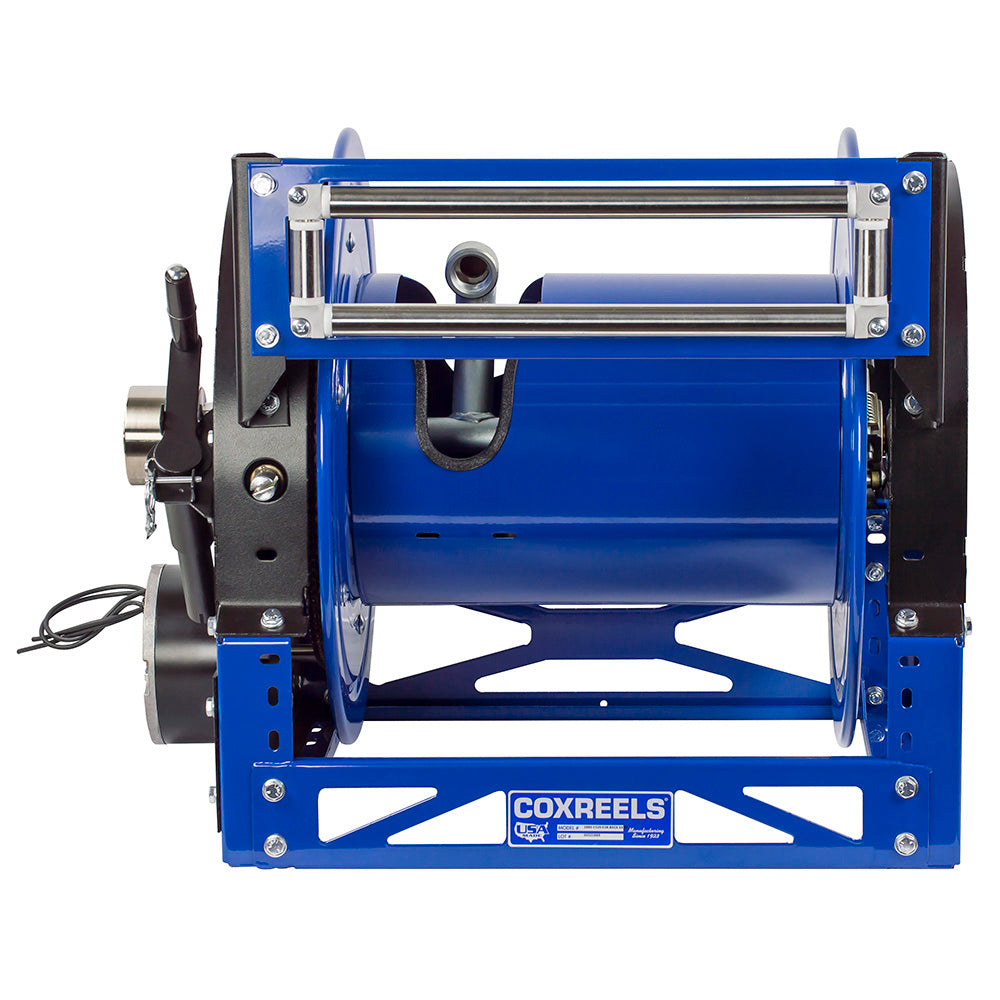 1680-2220-E by Coxreels | 1600 Series | 1,500 PSI Motor Driven Hose Reel | 12V DC 1/3 HP Electric Motor | 1-1/2" Hose ID, 1-1/2" FNPT Inlet | Steel | 70ft Capacity, Hose Not Included
