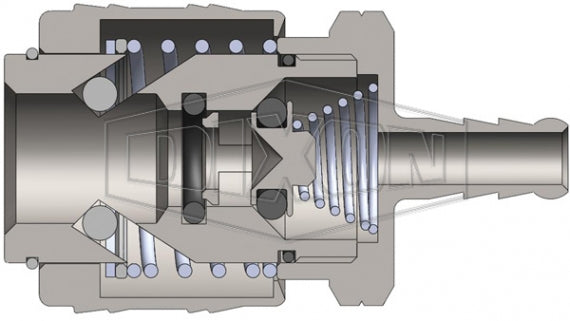 3MS3-PL by Dixon Valve | Pneumatic Quick Disconnect Coupling | M-Series | Hose Barb | 3/8" Hose ID x 3/8" Automatic ARO Interchange | Socket | Nitrile Seal | Steel/Brass