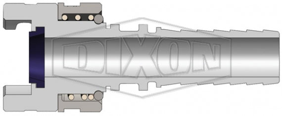 4PS6-S by Dixon Valve | Pneumatic Quick Disconnect Coupling | Dual-Lock P-Series | Hose Barb | 3/4" Hose ID x 1/2" Body Size | Socket | Nitrile Seal | 303 Stainless Steel