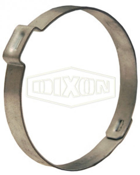 210 by Dixon Valve | Pinch-On Clamp | Single Ear | 0 .275" Band Width | 13/16" Nominal Size | Clamp Range: 0.717" Closed to 0.827" Open | Zinc Plated Steel | Box of 100