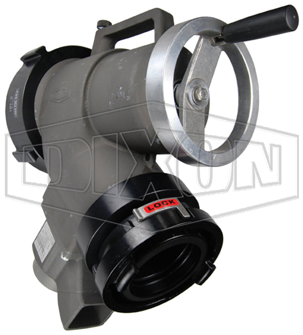 FSGR450F Dixon Aluminum Alloy Piston Intake Relief Valve - 4" Storz x 5" Female NST(NH) Swivel