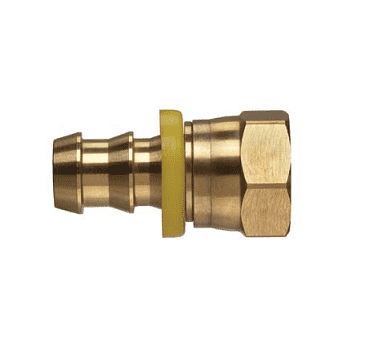 POFFJS-0810 by Kuriyama | 5/8" Push-On Fitting | 7/8-14" Female JIC 37°/SAE 45° Swivel (Dual Angle Seat) (UNF Threads) | 1/2" Hose Size | Brass