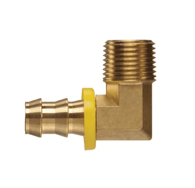 POFMPE-0808 by Kuriyama | 1/2" Push-On Fitting | 1/2-14" Male Pipe NPTF | 1/2" Hose Size | 90° Elbow | Brass