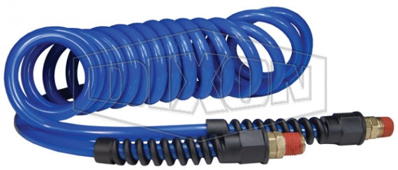 PU3820 by Dixon Valve | Polyurethane Self-Storing Air Hose | 3/8" Hose ID | 3/8" Male NPT x 3/8" Male NPT | 20ft Length | Polyurethane