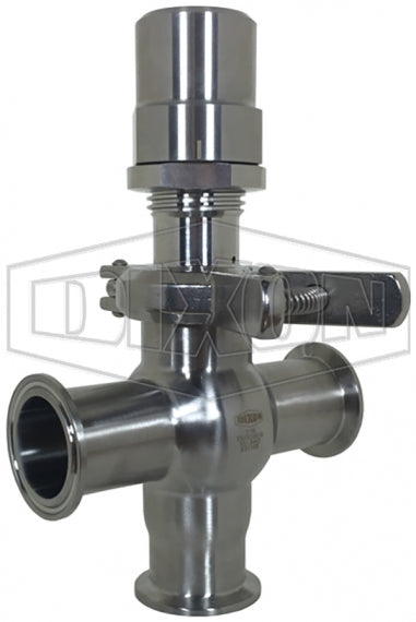 SPR-TCE3A200 Dixon Valve 2" Sanitary Pressure Relief Valve - T Style - Clamp x Clamp - Set Pressure Range: 0-300 PSI - EPDM Seat - 316 Stainless Steel
