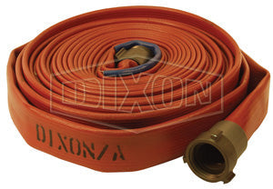 H515R50RAS Dixon 500# Nitrile Covered Fire Hose - Light Duty - Red - Coupled - Female x Male NPSH Expansion Ring Couplings (Aluminum) - 1-1/2" Hose Size - 1-13/16" Bowl Size - 50ft Length