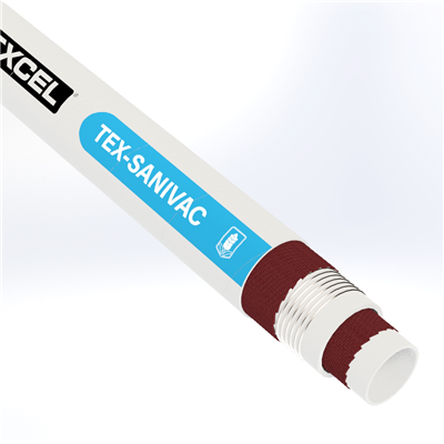 SANV-4.0 by Texcel | TEX-SANIVAC Series | FDA Sanitary Vacuum Hose | 4" Hose ID | 150 PSI | White
