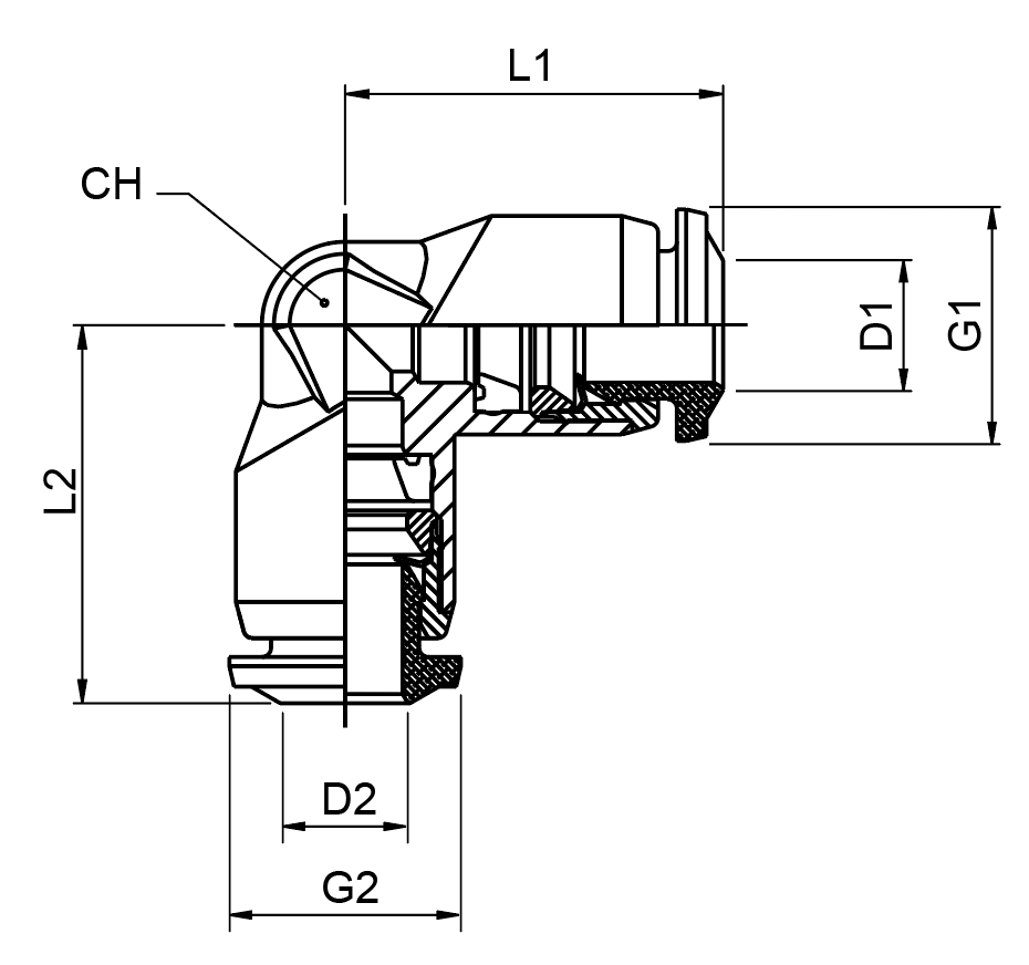 55130-8-6 by AIGNEP | 55/56 Series | Reducing Union Composite | 8mm Tube x 6mm Tube | 90° Elbow | Pack of 10