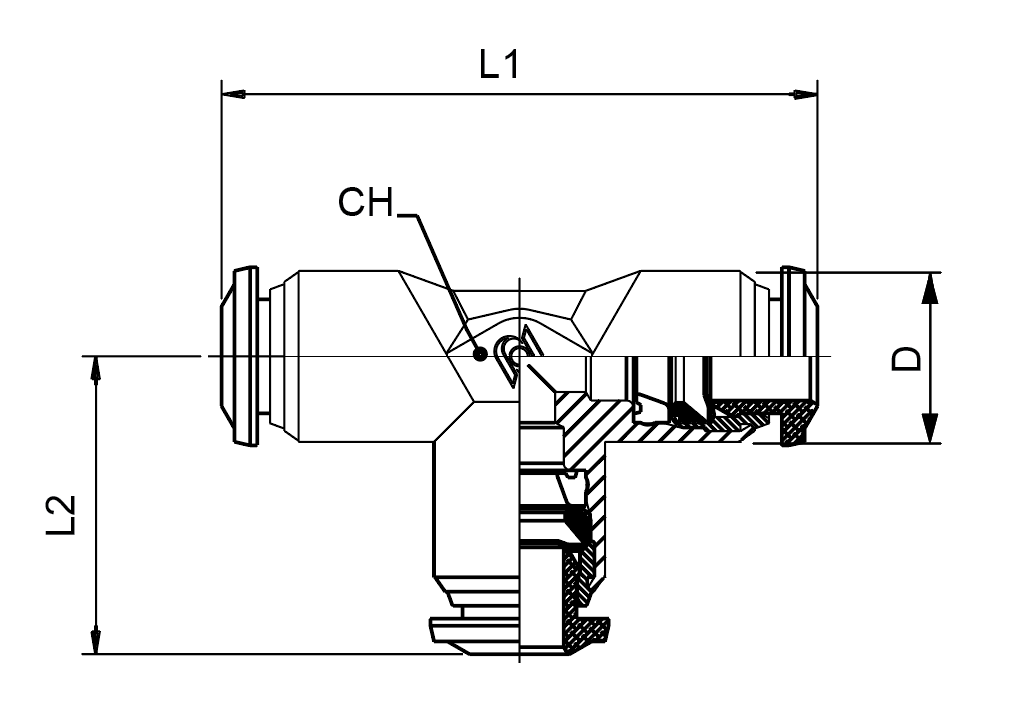 57230-12 by AIGNEP | 57 Series | Union Composite Metal Release Collet | 12mm Tube | Tee | Pack of 10