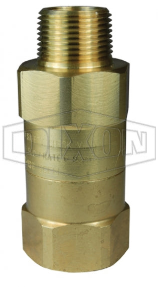 SCVX12 by Dixon Valve | Safety Check Valve | 1-1/2" Hose ID | 1-1/2" Male NPT x 1-1/2" Female NPT | 564-602 SCFM Cut-Off Flow Rate | Brass