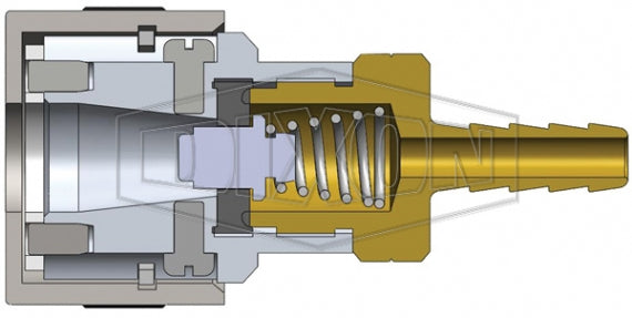 2SHDS2 by Dixon Valve | Pneumatic Quick Disconnect Coupling | SHD-Series | Hose Barb | 1/4" Hose ID x 1/4" Twist-Lock Interchange | Socket | Nitrile Seal | Aluminium