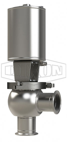 S01A15C3PV Dixon Valve 1-1/2" SSV Series Single Seat Valve, Shut-Off L Body, Clamp, Double Acting Actuator (Air-To-Air) - PTFE Plug Seal - FKM Wetted Elastomer