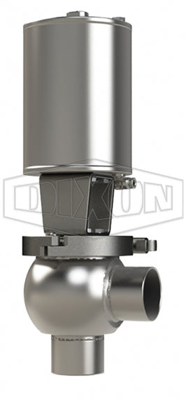 S01A20B1PV Dixon Valve 2" SSV Series Single Seat Valve, Shut-Off L Body, Weld, Spring Return Actuator (Air-To-Raise) - PTFE Plug Seal - FKM Wetted Elastomer