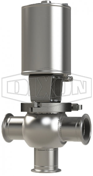 S02A40C2EE Dixon Valve 4" SSV Series Single Seat Valve, Shut-Off T Body, Clamp, Spring Return Actuator (Air-To-Lower) - Elastomer O-Ring Stem Seal - EPDM Wetted Elastomer