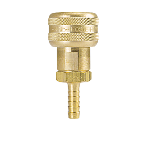 B-3BS3-B-SL Breco by Foster | Hose Stem w/ Sleeve Lock | B Series | 3/8" Socket x 3/8" Hose Stem | Straight | Brass