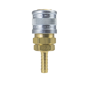 D352 Breco by Foster | D Series | One Way Shut-Off | Quick Disconnect | 1/4" 1-Way Manual Socket x 5/16" Hose Stem | Straight | Brass/Steel