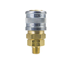 D321BL Breco by Foster | D Series | One Way Shut-Off | Quick Disconnect w/ Ball Lock | 1/4" Socket x 1/8" Male NPT Thread | Straight | Brass/Steel
