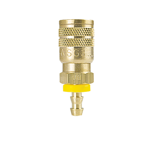 B-2CPS2-B Breco by Foster | 1-Way Manual Sleeve Guard Sockets | C Series | 1/4" Socket x 1/4" Push-On Hose Stem | Straight | Brass
