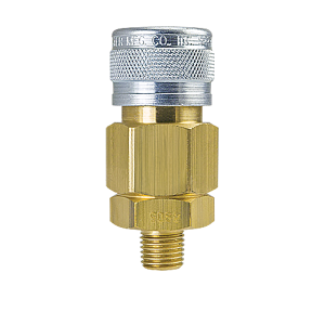 D541BL Breco by Foster | D Series | One Way Shut-Off | Quick Disconnect w/ Ball Lock | 1/2" 1-Way Shut-Off Socket x 1/4" Male NPT Thread | Straight | Brass/Steel