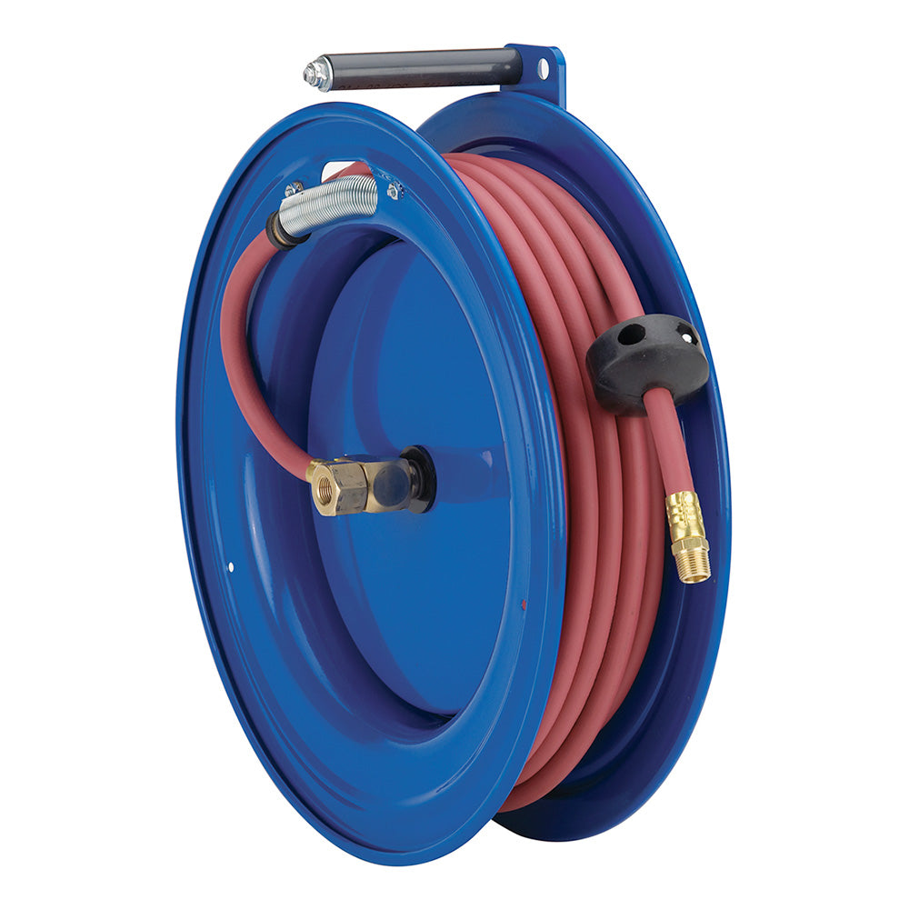SL19-H150 by Coxreels | S Series | 5,000 PSI Left Side Mount Spring Driven Hose Reel for Air, Water & Oil | 1/4" Hose ID, 1/4" FNPT Inlet x 1/4" MNPT Hose End | Steel | 50ft Rubber Hose Included
