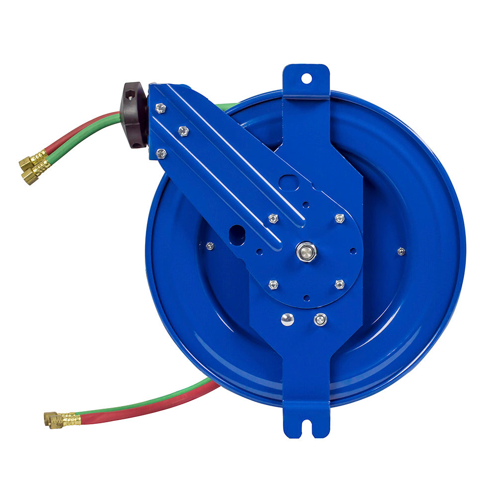 SG19W-175 by Coxreels | SGW Series | 200 PSI Side Mount Spring Driven Hose Reel with Guide Arm for Oxy-Acetylene Welding | 1/4" Hose ID, 1/4" FNPT Inlet x 1/4" MNPT Hose End | Steel | 75ft EPDM Hose Included