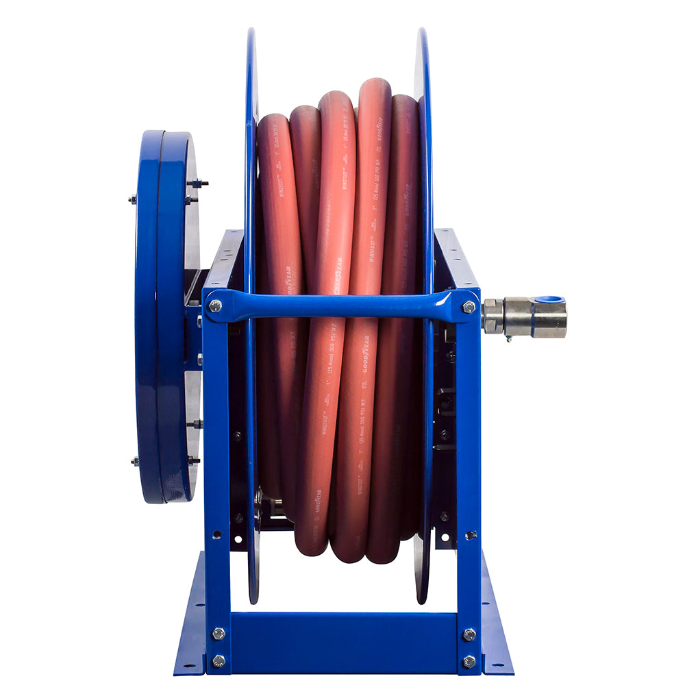 SMP-575 by Coxreels | SP Series | 1,500 PSI Spring Driven Hose Reel | 3/4" Hose ID, 3/4" FNPT Inlet x 3/4" MNPT Hose End | Steel | 75ft Rubber Hose Included