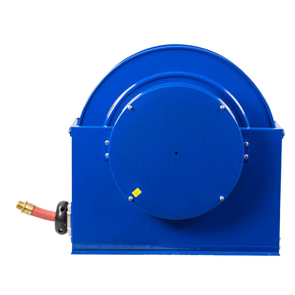SMP-550 by Coxreels | SP Series | 1,500 PSI Spring Driven Hose Reel | 3/4" Hose ID, 3/4" FNPT Inlet x 3/4" MNPT Hose End | Steel | 50ft Rubber Hose Included