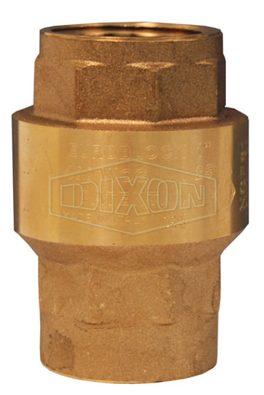 CV100 by Dixon Valve | Spring-Loaded Check Valve | 1" Female NPT x 1" Female NPT | Brass