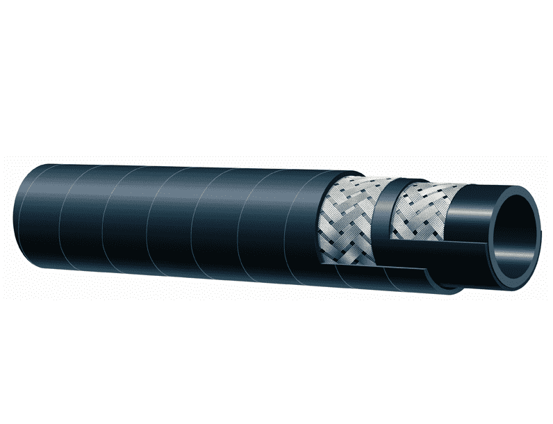 T341AA125X50 Alfagomma by Kuriyama | Braided Steam Hose | Black | 1-1/4" ID | 1.81" OD | 270 PSI | Chlorobutyl | 50ft Length