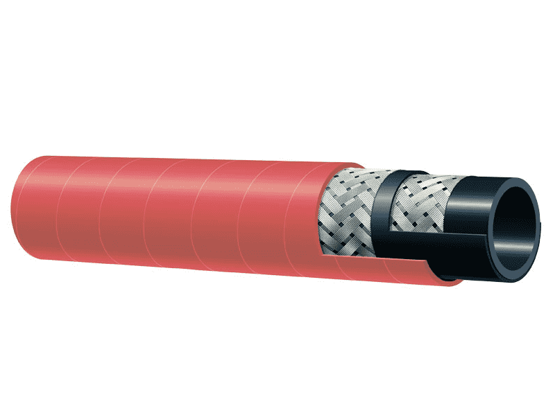 T341AH125X50 Alfagomma by Kuriyama | Braided Steam Hose | Red | 1-1/4" ID | 1.81" OD | 270 PSI | Chlorobutyl | 50ft Length