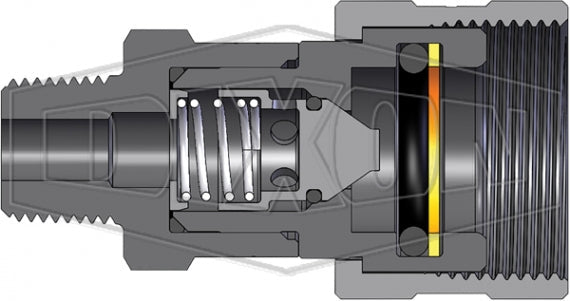 3TM3-PV by Dixon Valve | Hydraulic Quick Disconnect Coupling | T-Series | 1/4" Male NPT x 1/4" 10K Threaded Poppet | Socket | Nitrile Seal | Steel
