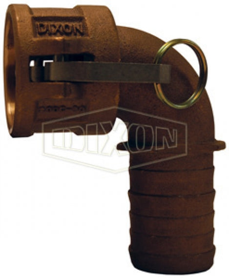 125C-90BR by Dixon Valve | Cam & Groove Coupler | 90° Elbow | Type C | 1-1/4" Coupler x 1-1/4" Hose Shank | Brass