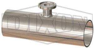 T7RWWMS400100PL Dixon Valve 4" x 1" Tube OD 316L Stainless Steel BioPharm Weld x Weld x Clamp Short Outlet Reducing Tee BPE2012 (PL Finish SF1)