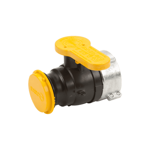 WSF210FSAV by Banjo | IBC Tank Accessories | 2" Spinweld Valve with QDC Outlet, Foil Seal & Cap | Gasket: FKM (Viton) | Collar Fits: SCHUTZ® | Collar ID: 2-3/4" | 50 PSI | Polypropylene
