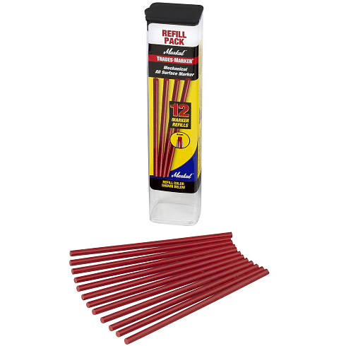 096045 Markal TRADES MARKER Refill Pack (12 Sticks) - Red - (Carded) (Case of 24) - Beltsmart