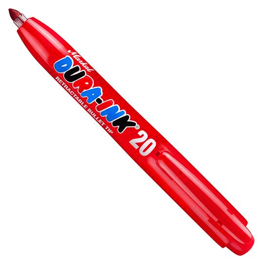 096581 Markal DURA-INK 20 - Retractable - 1/16" (1.5 mm) Mark Size - Red - (Display, Case of 24) - Beltsmart