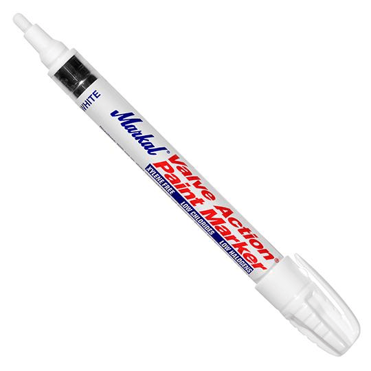 096820 Markal Valve Action Paint Marker - 1/8" (3 mm) Mark Size - White (Case of 48) - Beltsmart