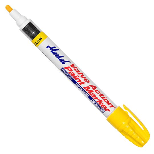 096811 Markal Valve Action Paint Marker - 1/8" (3 mm) Mark Size - Yellow (Display Box) - Beltsmart