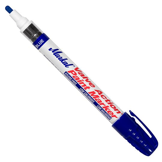 096805 Markal Valve Action Paint Marker - 1/8" (3 mm) Mark Size - Blue (Carded) (Case of 24) - Beltsmart