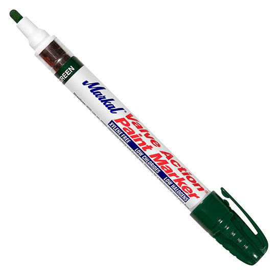 096806 Markal Valve Action Paint Marker - 1/8" (3 mm) Mark Size - Green (Carded) (Case of 24) - Beltsmart