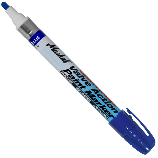 096884 Markal Certified Valve Action Paint Marker - 1/8" (3 mm) Mark Size - Blue (Case of 48) - Beltsmart