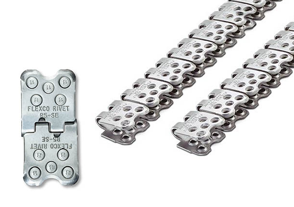 R5-SE-42/1050 Flexco SR Scalloped Edge R5 Rivet Hinged Fasteners - STEEL (2 Continuous Strips) - 41278 - 42" Belt Width
